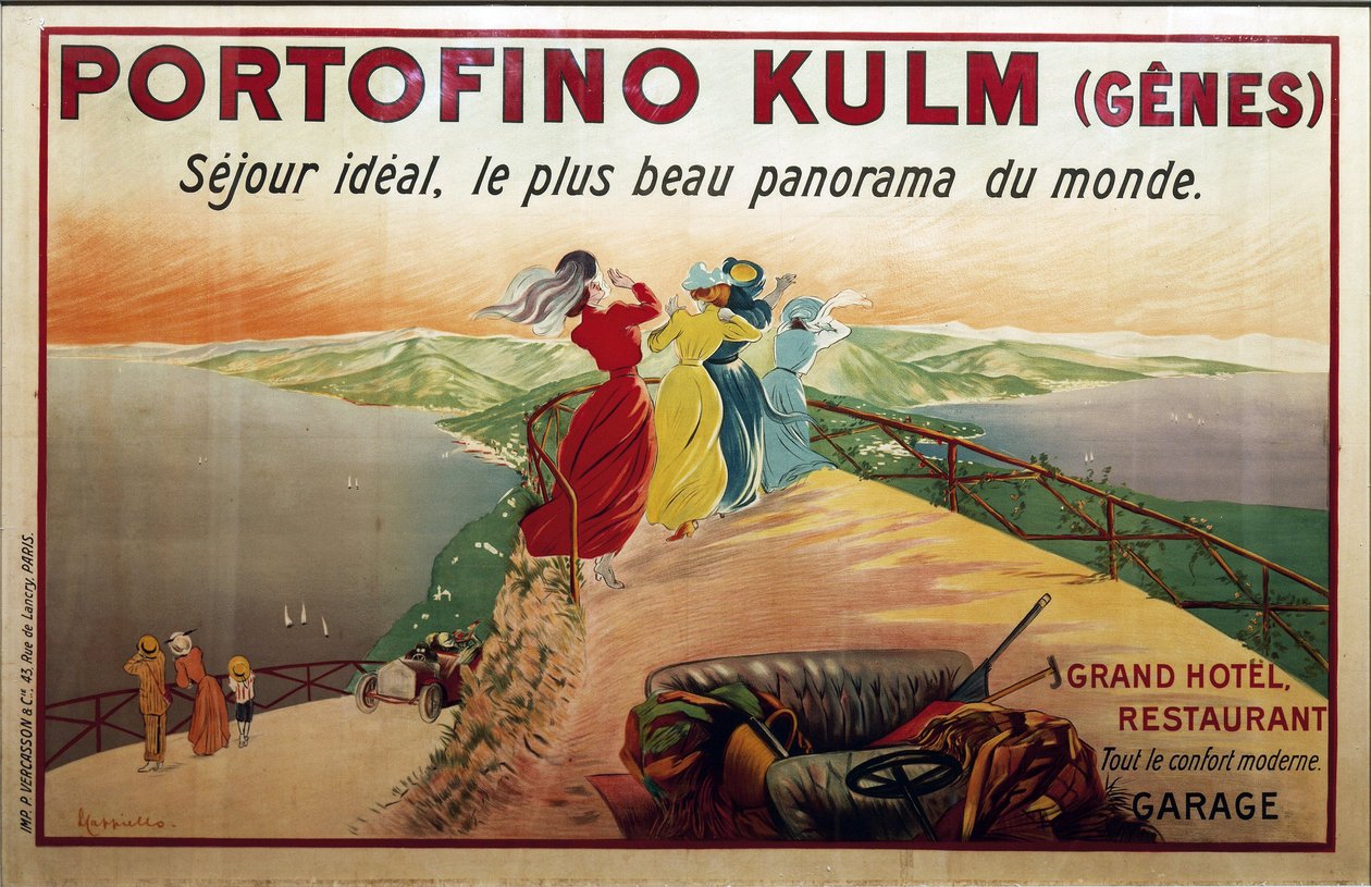 Plakater, 20. århundrede. Annonce for Portofino hotel. Portofino Kulm (gener) (plakat) af Leonetto Cappiello