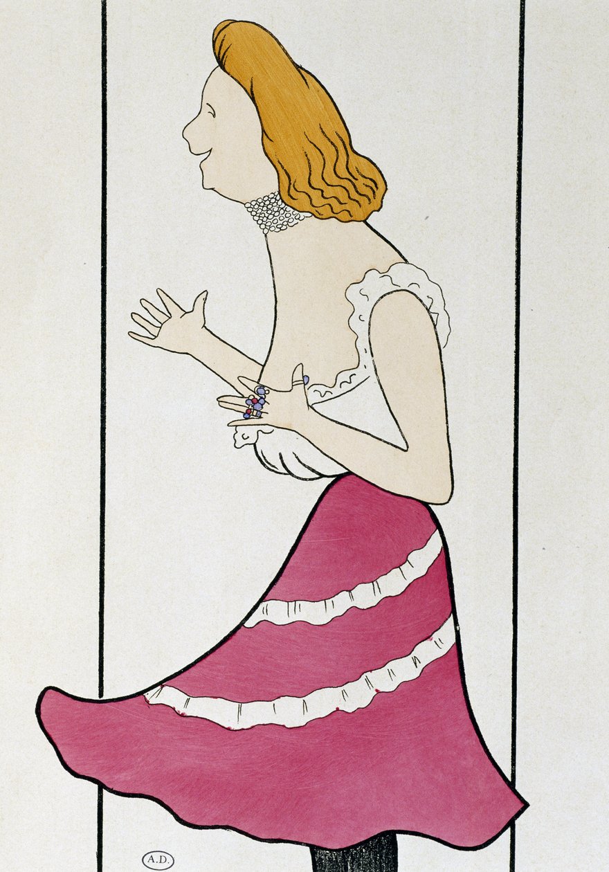 Skuespillerinden Mademoiselle Cassive i La Dame de Chez Maxim, af Georges Feydeau (1862-1921), karikatur 1899 (tegning) af Leonetto Cappiello