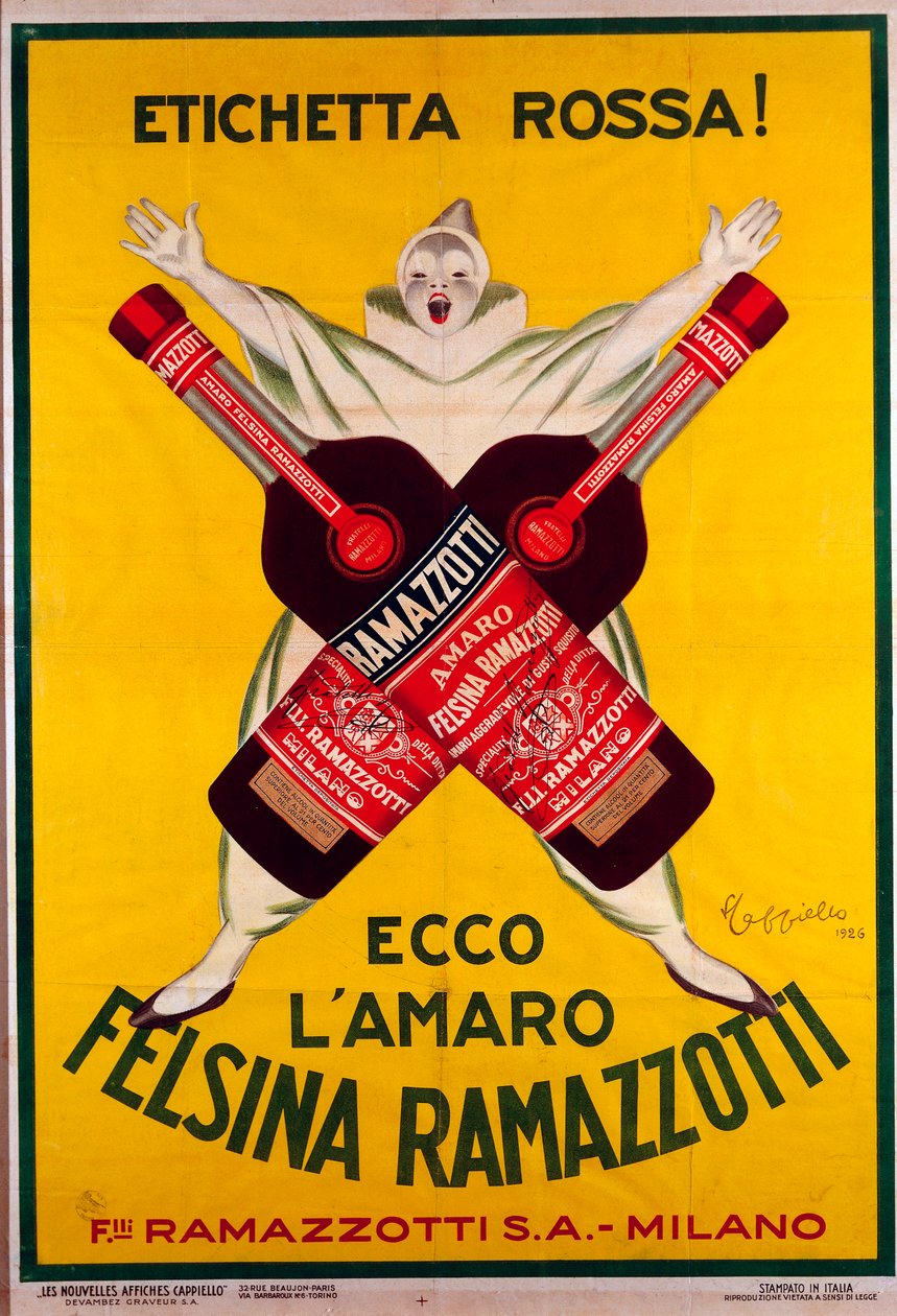 plakat for drinken Amaro (Amer) felsina Ramazzotti af Leonetto Cappiello