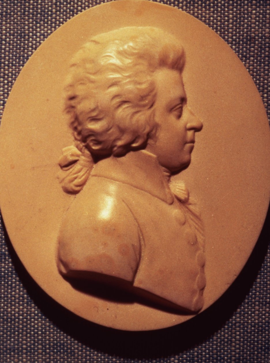 Portrætmedaljon af Wolfgang Amadeus Mozart (1756-91) af Leonhard Posch
