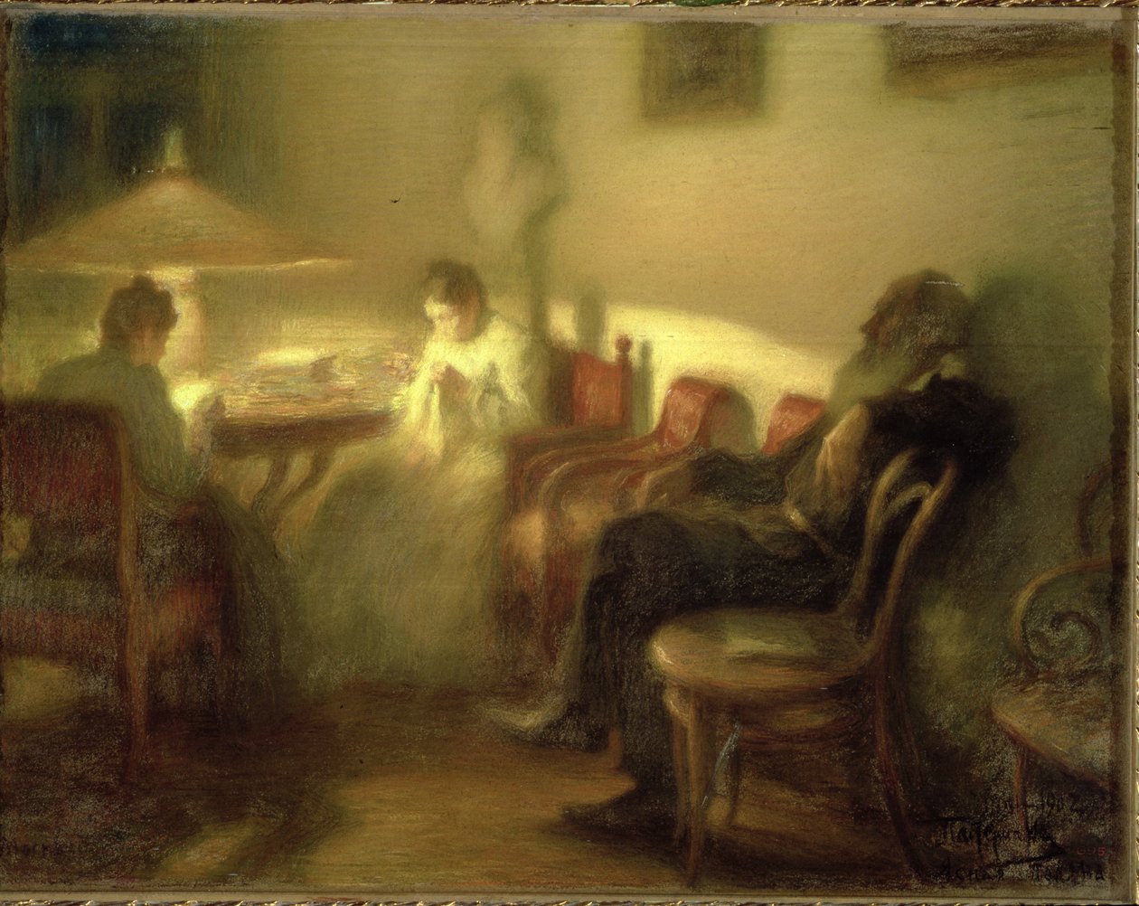 Forfatteren Lev Nikolaevich Tolstoy (1828-1910) med sin familie i Yasnaya Polyana, 1902 (pastel på papir) af Leonid Osipovic Pasternak