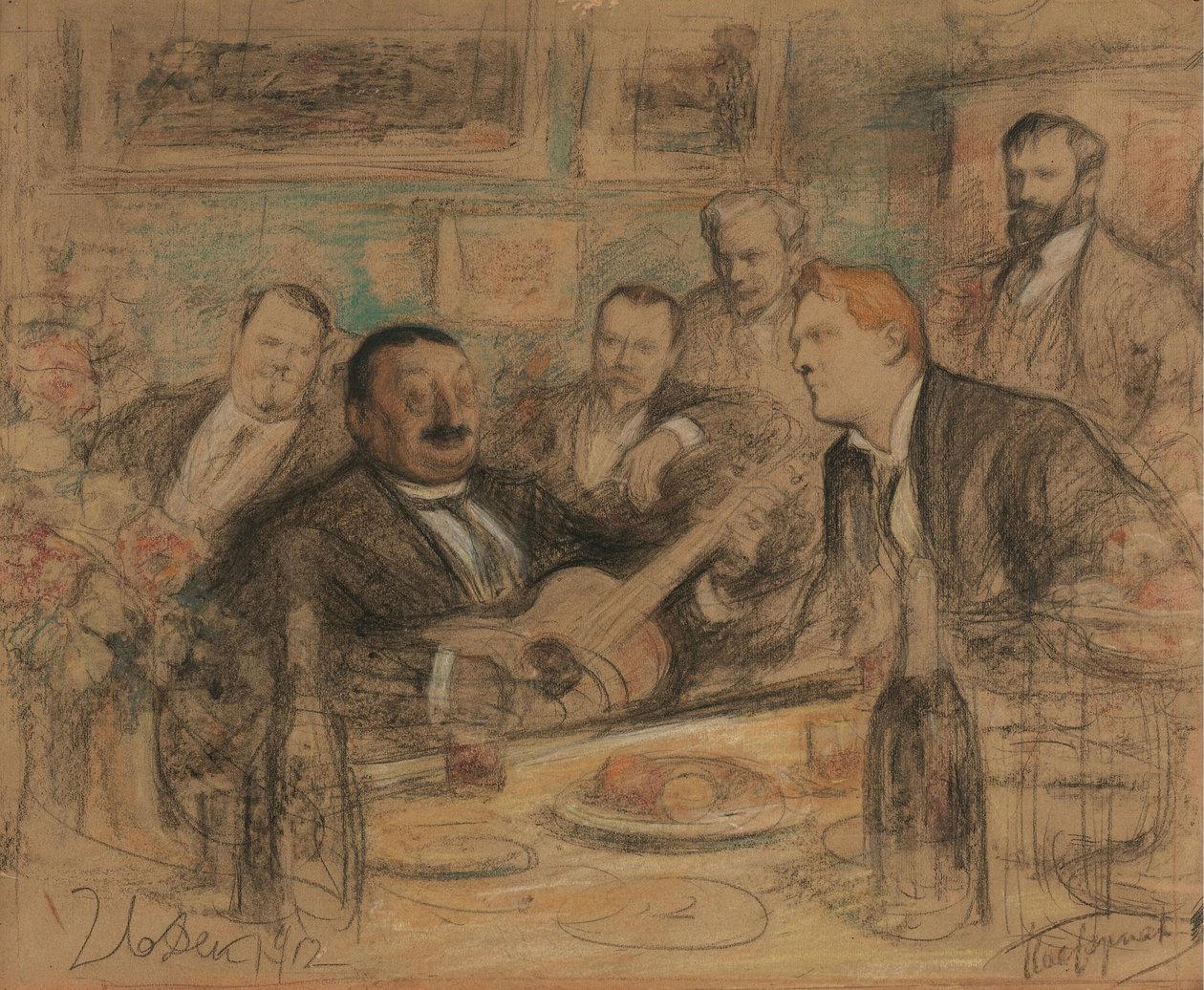Konstantin Korovins navnedagsfest, 1912 af Leonid Osipovic Pasternak