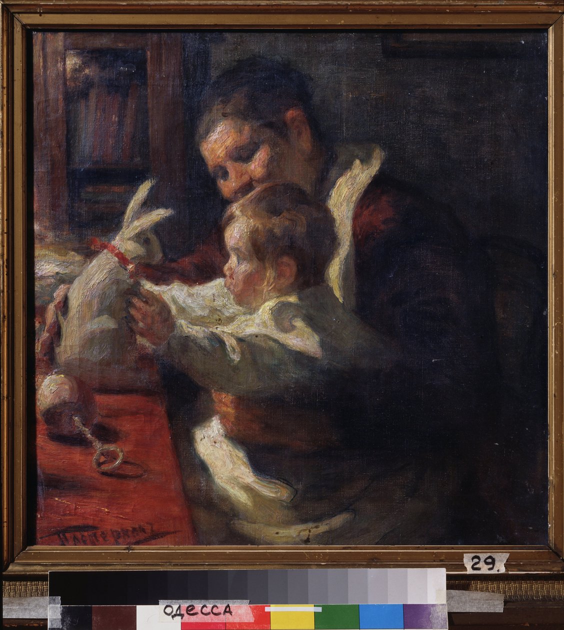 En kanin. Sygeplejerske med barn. Maleri af Leonid Osipovich Pasternak (1862-1945), olie på lærred af Leonid Osipovic Pasternak