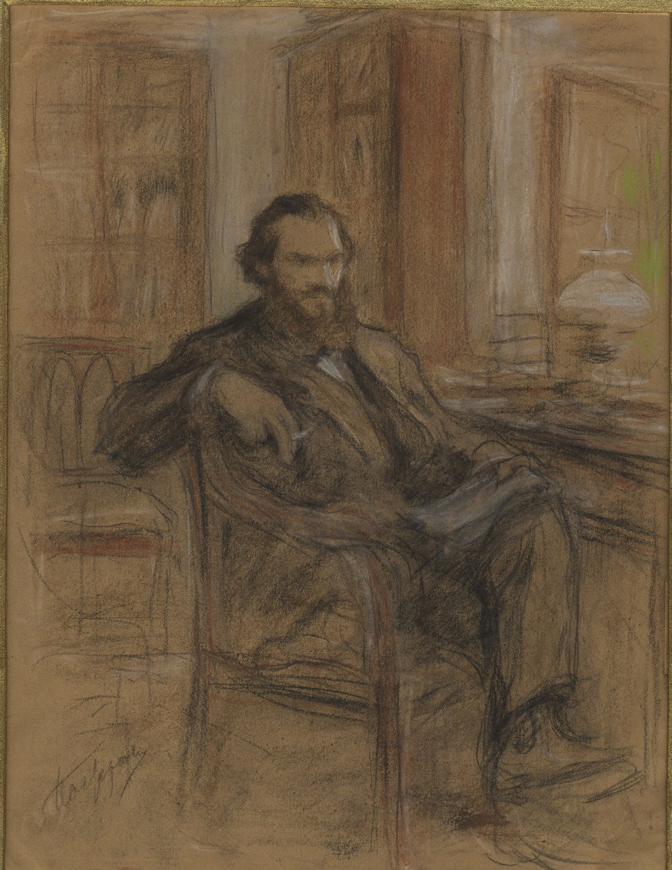 Leo Tolstoy under arbejdet med romanen Krig og fred, 1893-1903. af Leonid Osipovich Pasternak