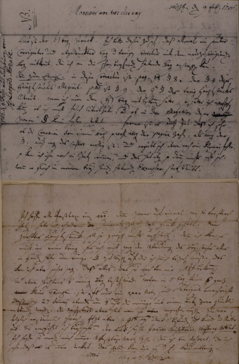 Brev fra Leopold Mozart til J.J. Lotter om fødslen af sønnen Amadeus Mozart, 9. februar 1756 af Leopold Mozart