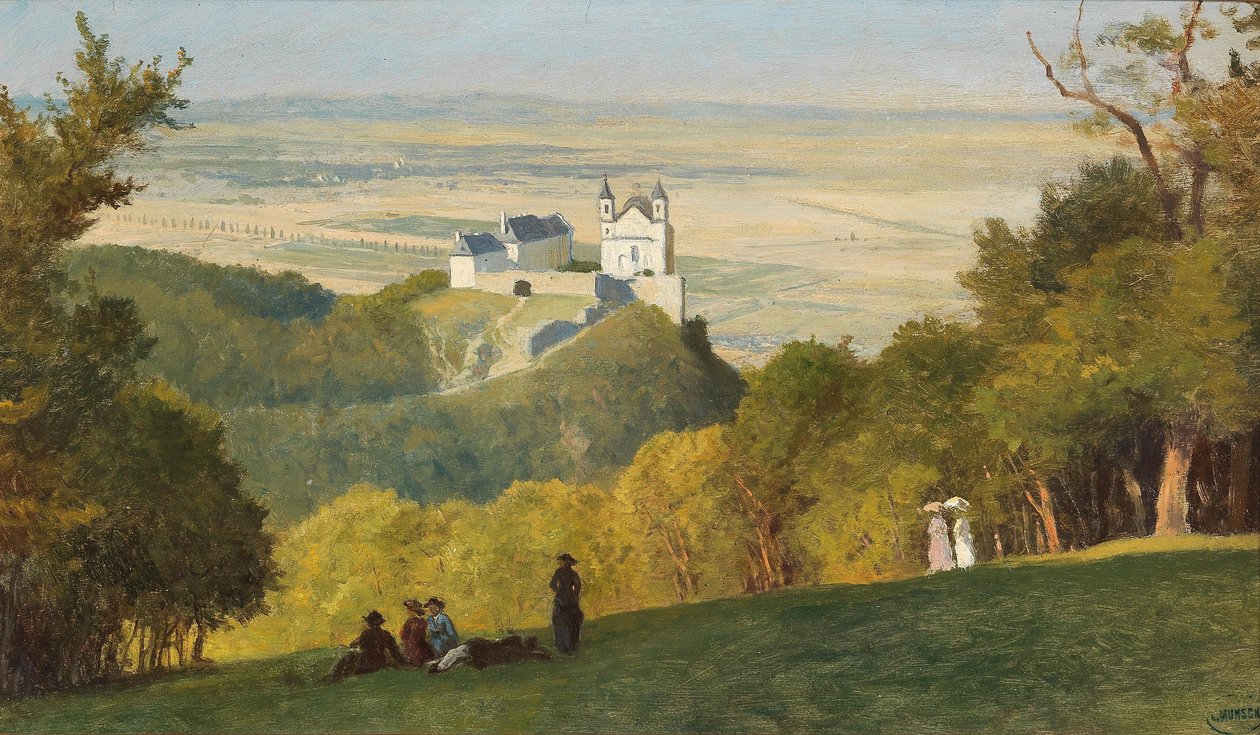 Udsigt fra Kahlenberg til Leopoldsberg af Leopold Munsch