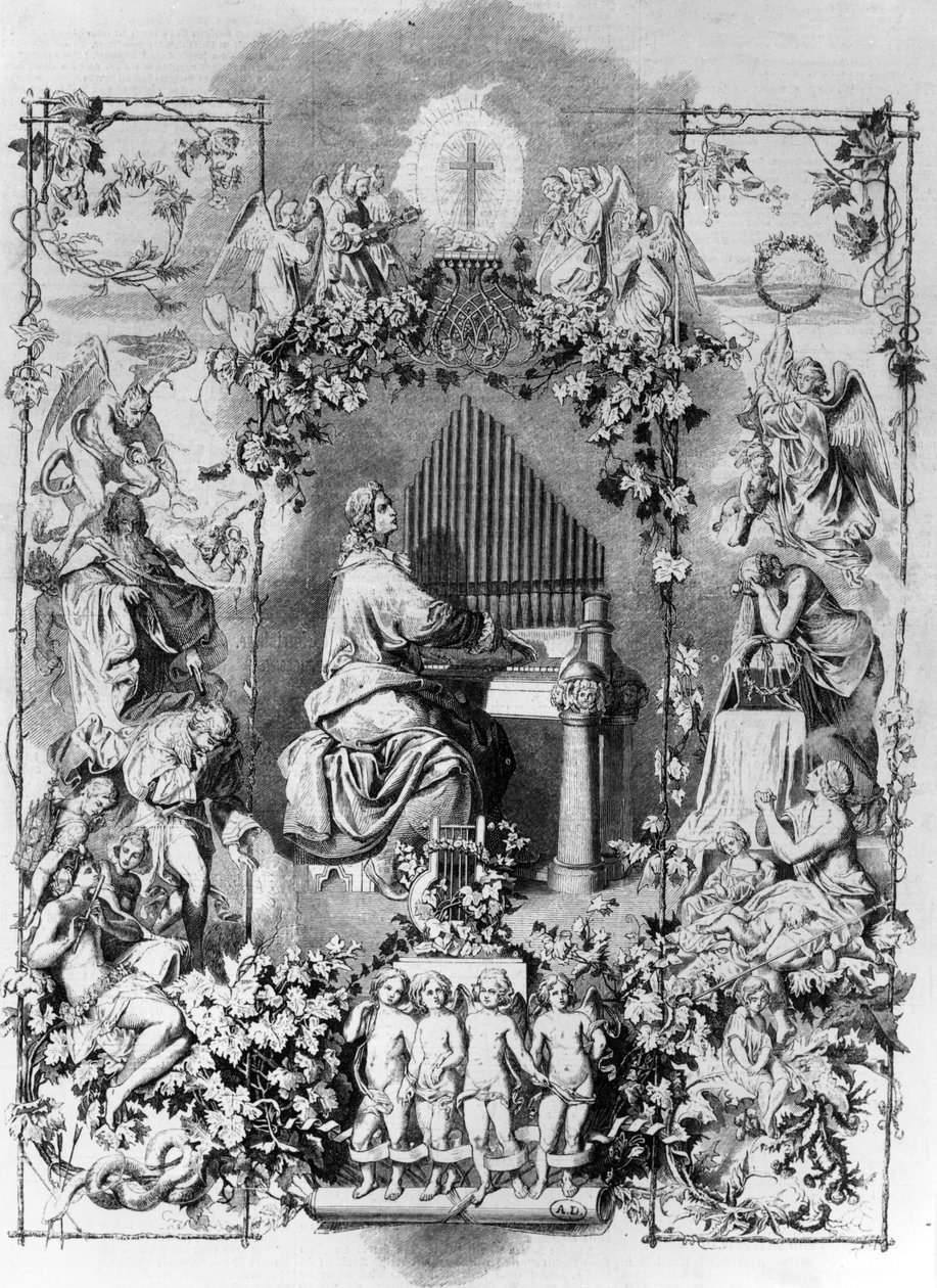 Mozarts apoteose, indgraveret af Carl Joseph Geiger, 1857 af Leopold Schmidt