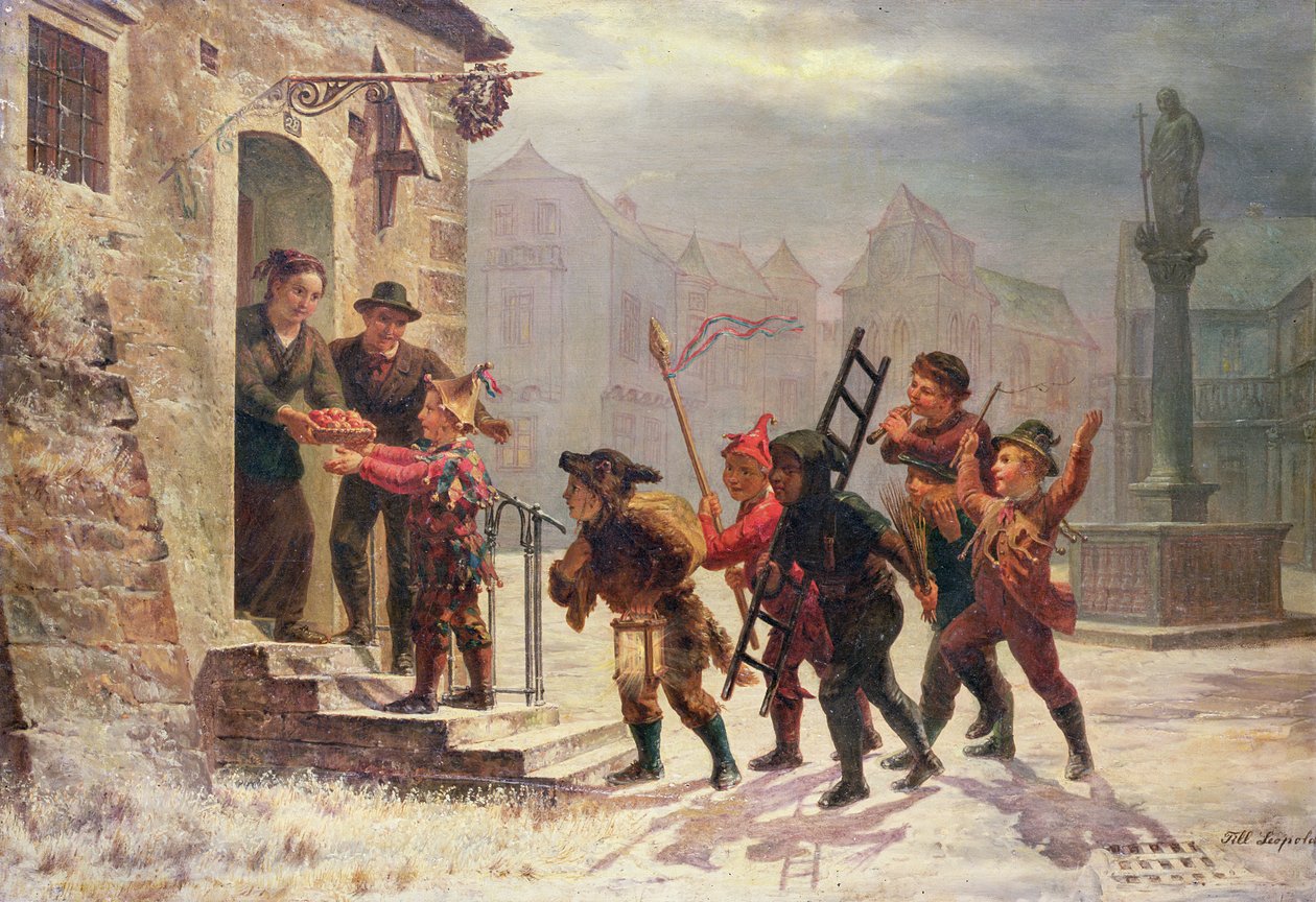 Børn, der samler frugt ved døren af Leopold Till