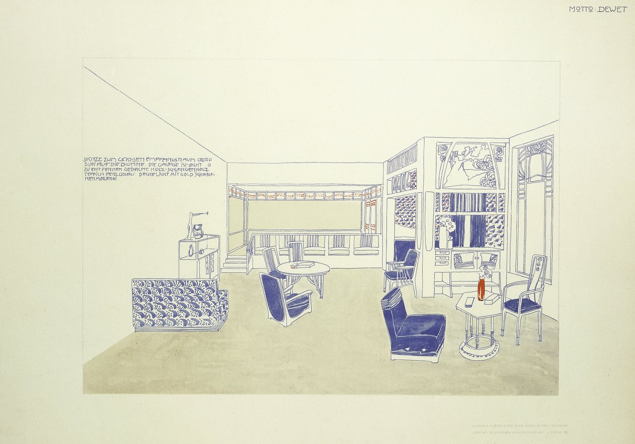 Et design til et værelse, ca. 1901 (farve litho) af Leopold (after) Bauer
