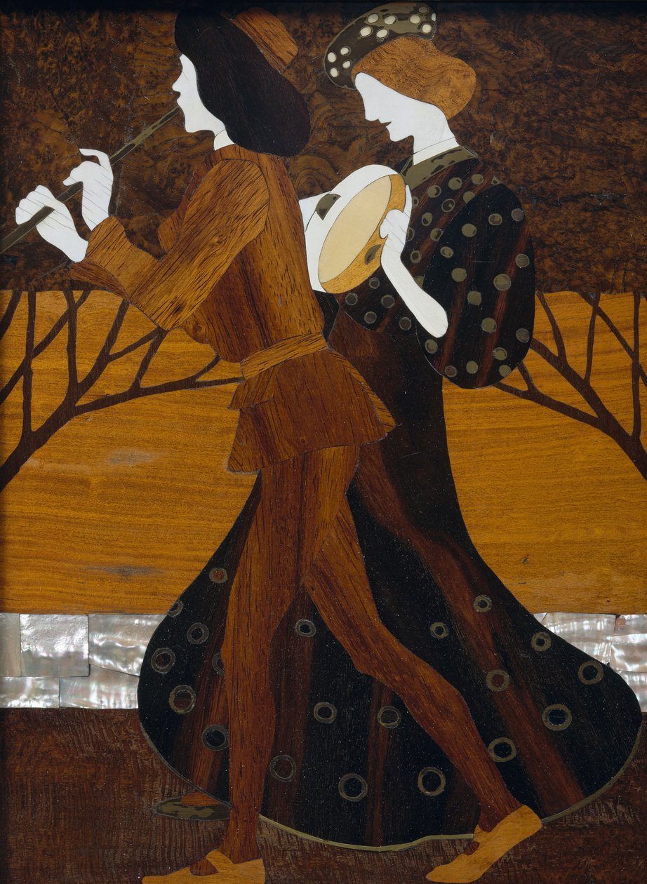 Kommode, ca 1908, af Leopold Bauer (1872-1938), valnød, messing og perlemor, Detail, Østrig, 20. århundrede af Leopold Bauer