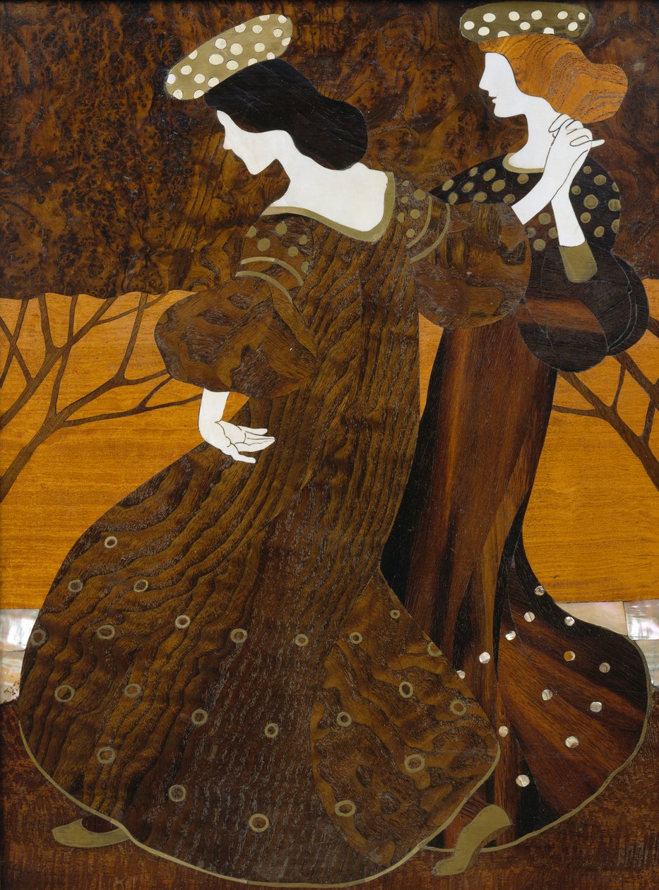 Kommode, ca 1908, af Leopold Bauer (1872-1938), valnød, messing og perlemor, Detail, Østrig, 20. århundrede af Leopold Bauer