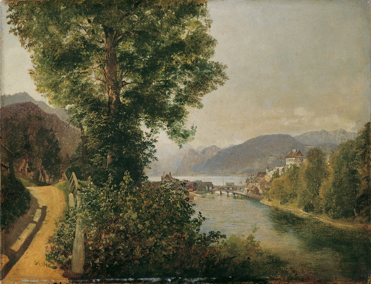 Udsigt over Traunsee fra Traun nær Gmunden af Leopold Blonder