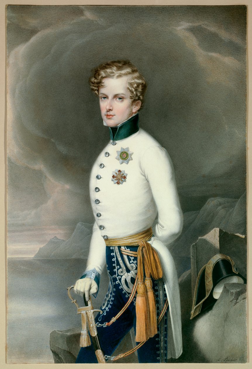 Konge af Rom og prins af Parma Napoleon II, hertug af Reichstadt (1811-1832) søn af kejser Napoleon I (1769-1821) i uniform som oberstløjtnant for Regimentet Gustave Prince of Wasa Indgravering af Leopold Bucher (1797-1858) 18328 Svag. 0,33x0,22 m Malmais af Leopold Bucher