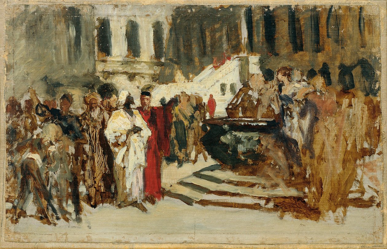 Skitse til maleriet "Arabiske købmænd i Venedig" af Leopold Carl Muller