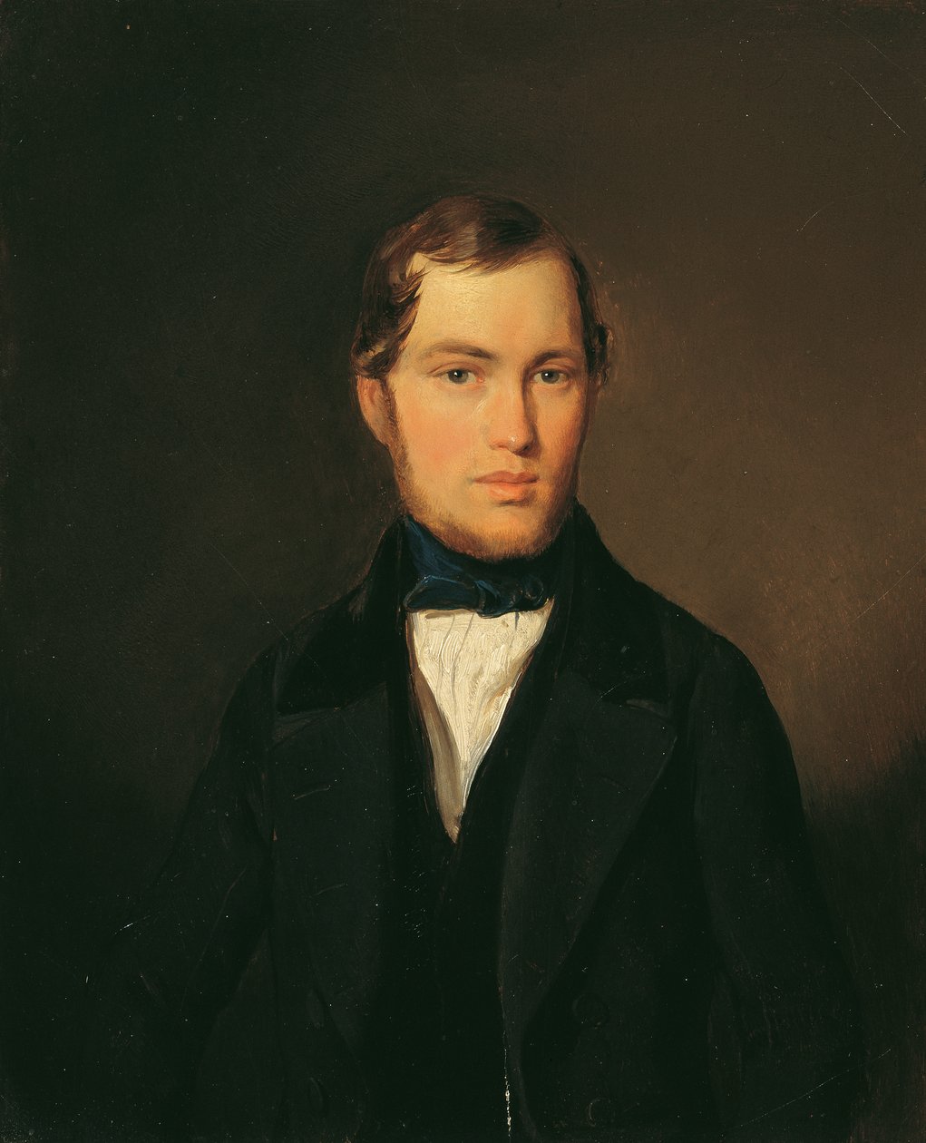 Ung mand med blåt slips af Leopold Fertbauer