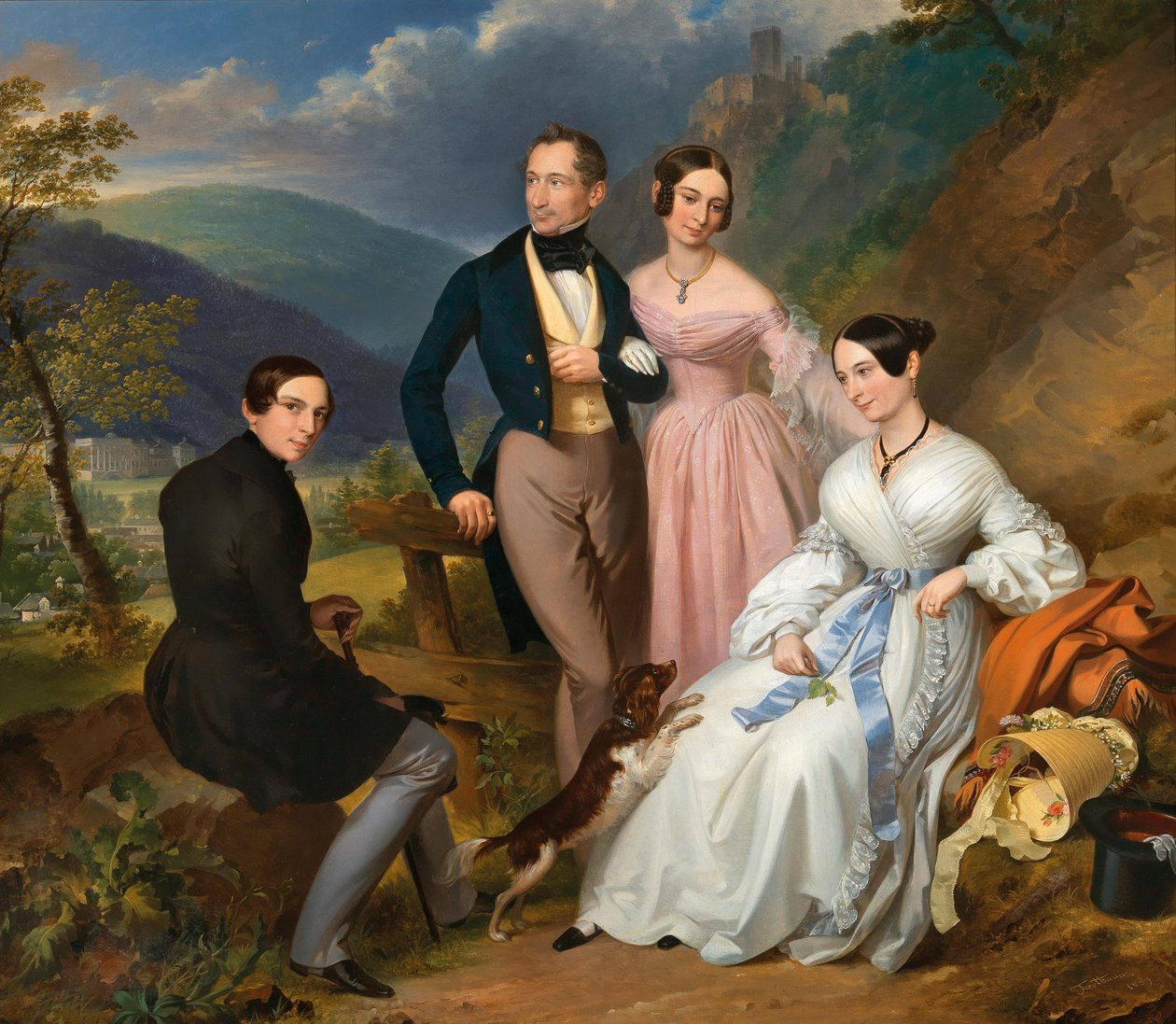 Leopold Fertbauer familieportræt foran Weilburg 1839 af Leopold Fertbauer