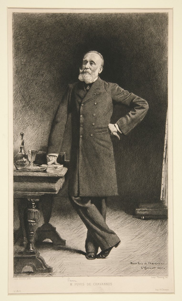 Portræt af Pierre Puvis de Chavannes af Leopold Flameng