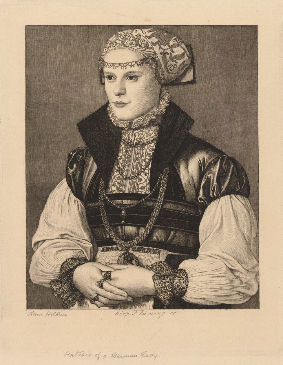 Portræt af en tysk dame af Leopold Flameng