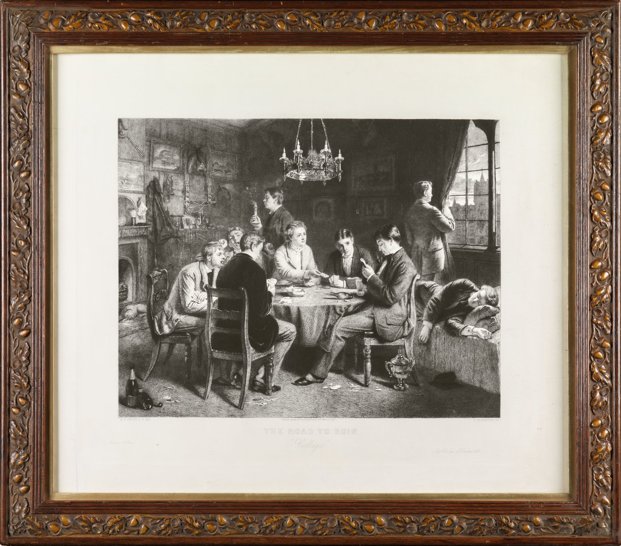 The Road to Ruin: College (ætsning) af Leopold Flameng