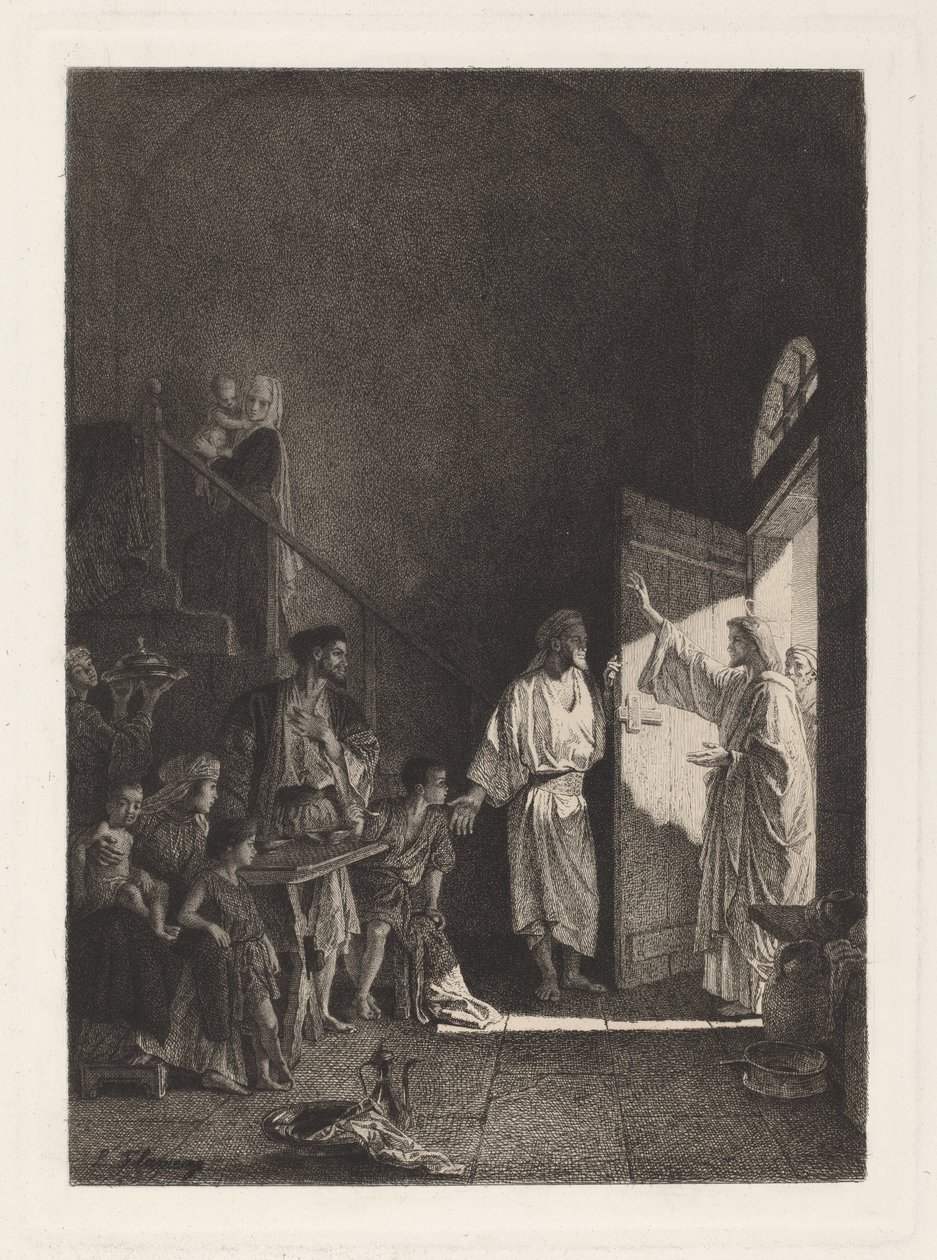 En Scene fra Det Nye Testamente af Leopold Flameng, after Alexandre Bida