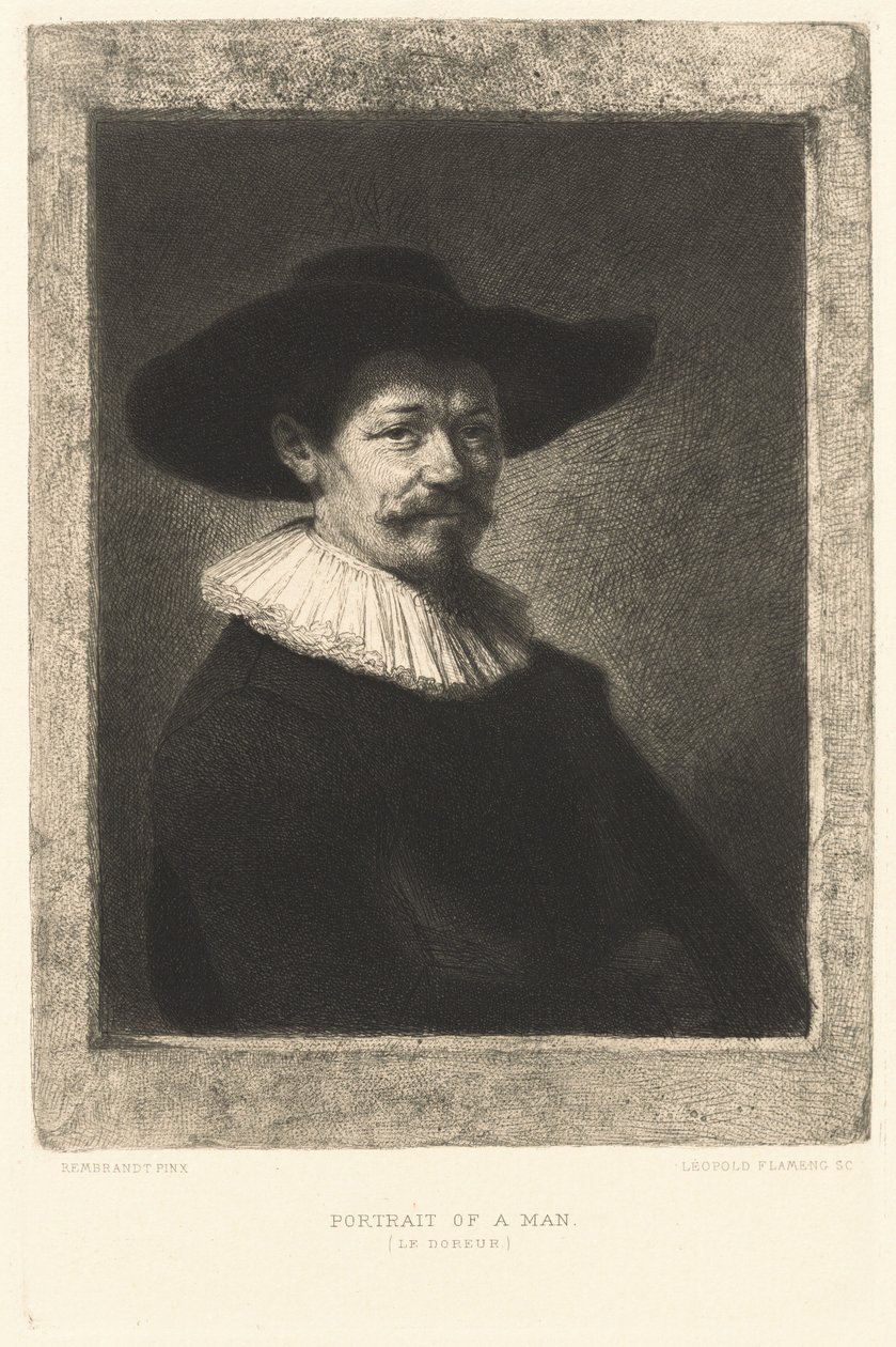 Portræt af en mand (The Gilder) af Leopold Flameng after Rembrandt van Rijn