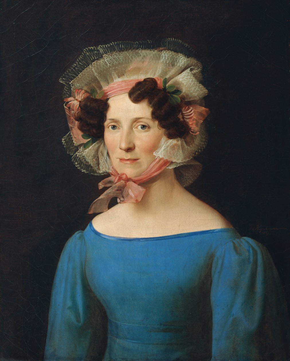 dame i blå kjole af Leopold Kupelwieser