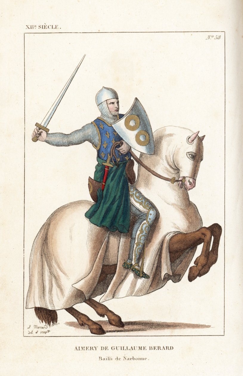 Aimery de Guillaume Berard, fransk ridder, condottiere og kommandør for den florentinske hær i slaget ved Campaldino af Leopold Massard