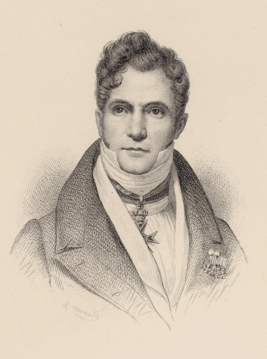 Portræt af dirigenten og komponisten Gaspare Spontini 1774-1851. af Leopold Massard