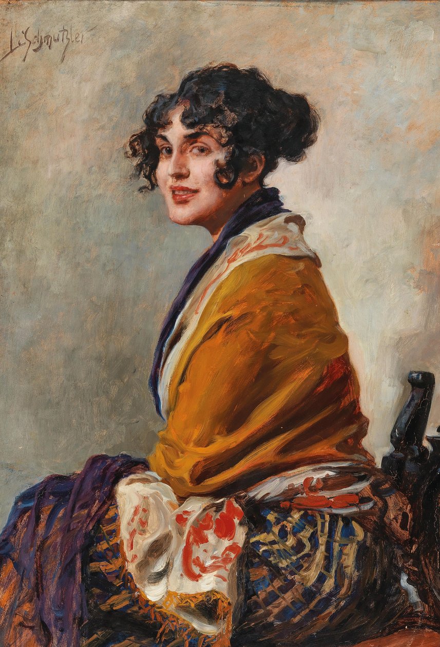 Portræt af skuespillerinden Lili Marberg 1876-1962. af Leopold Schmutzler