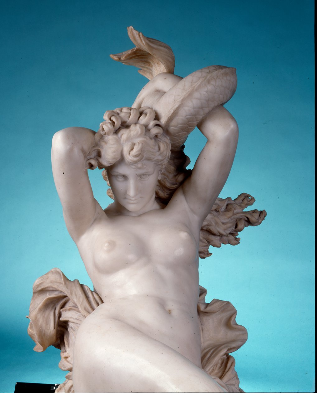 Galatea rider på en delfin, ca. 1880 (marmor) (detalje af 416888) af Leopoldo Ansiglione