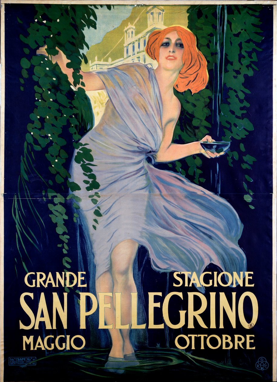 Reklameplakat for San Pellegrino kurby, Italien af Leopoldo Metlicovitz
