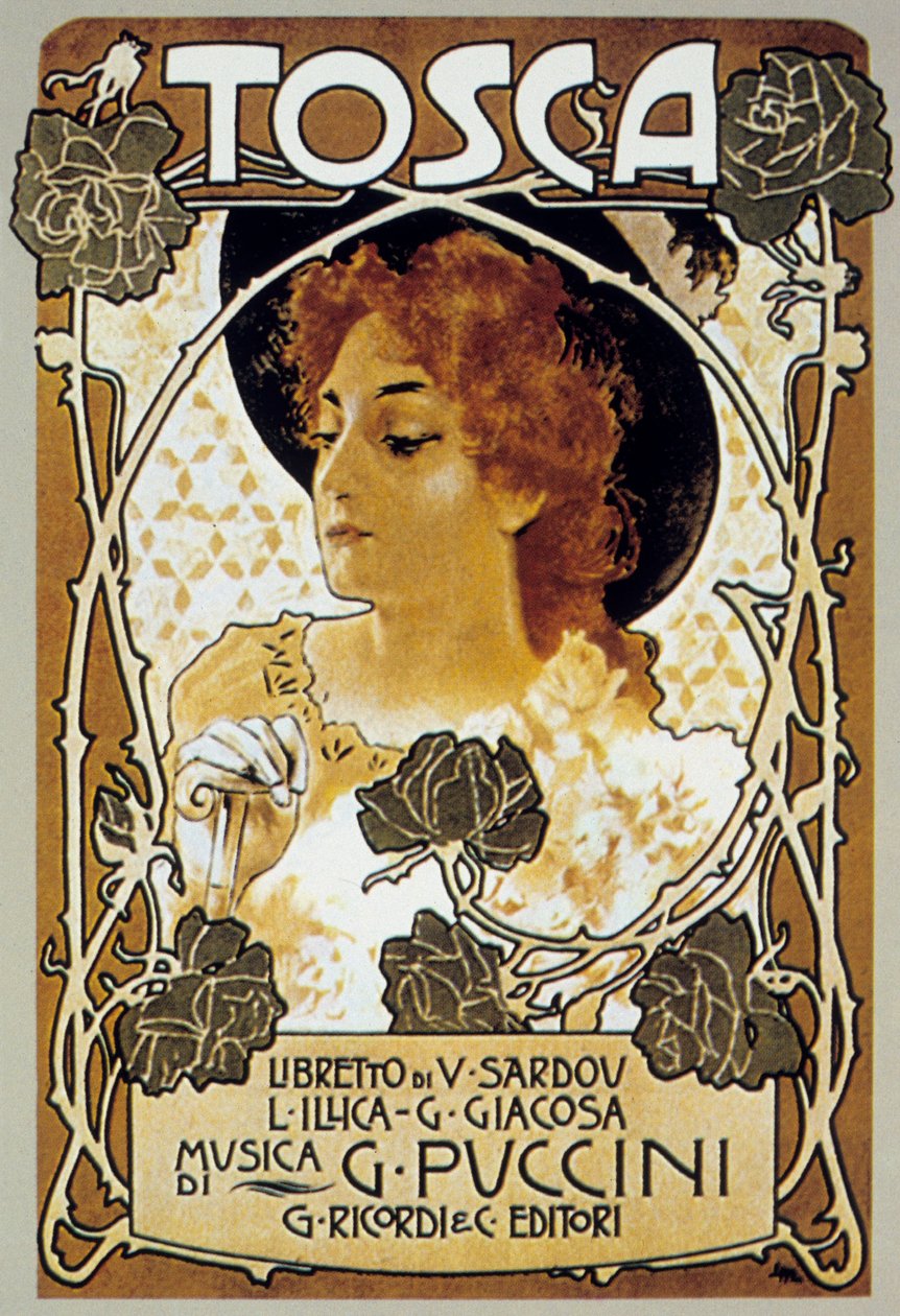 Cover af Leopoldo Metlicovitz til partituret af operaen Tosca af Giacomo Puccini af Leopoldo Metlicovitz