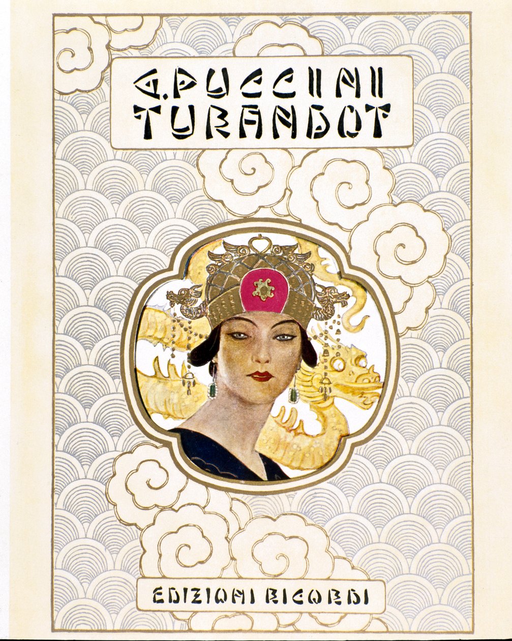 Cover af partituret til operaen Turandot c. 1926 (gravering) af Leopoldo Metlicovitz