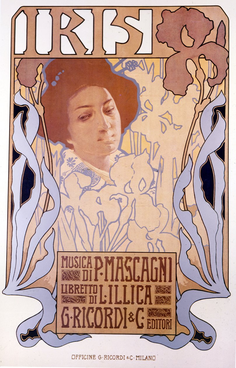Iris komponeret af Pietro Mascagni, plakat af Leopoldo Metlicovitz, libretto af Luigi Illica, 1898. af Leopoldo Metlicovitz