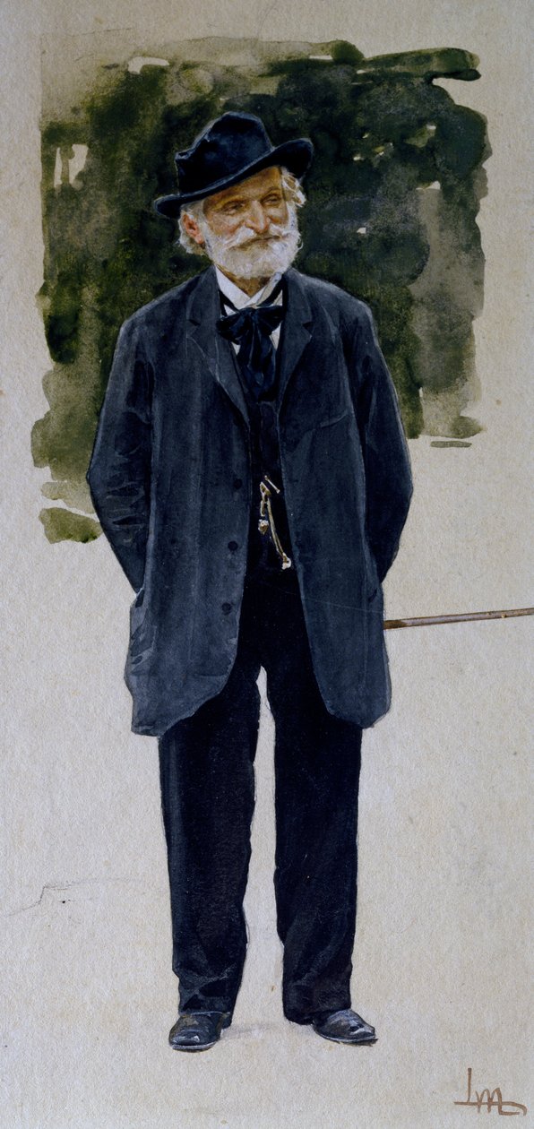 Portræt af Giuseppe Verdi (akvarel på papir) af Leopoldo Metlicovitz