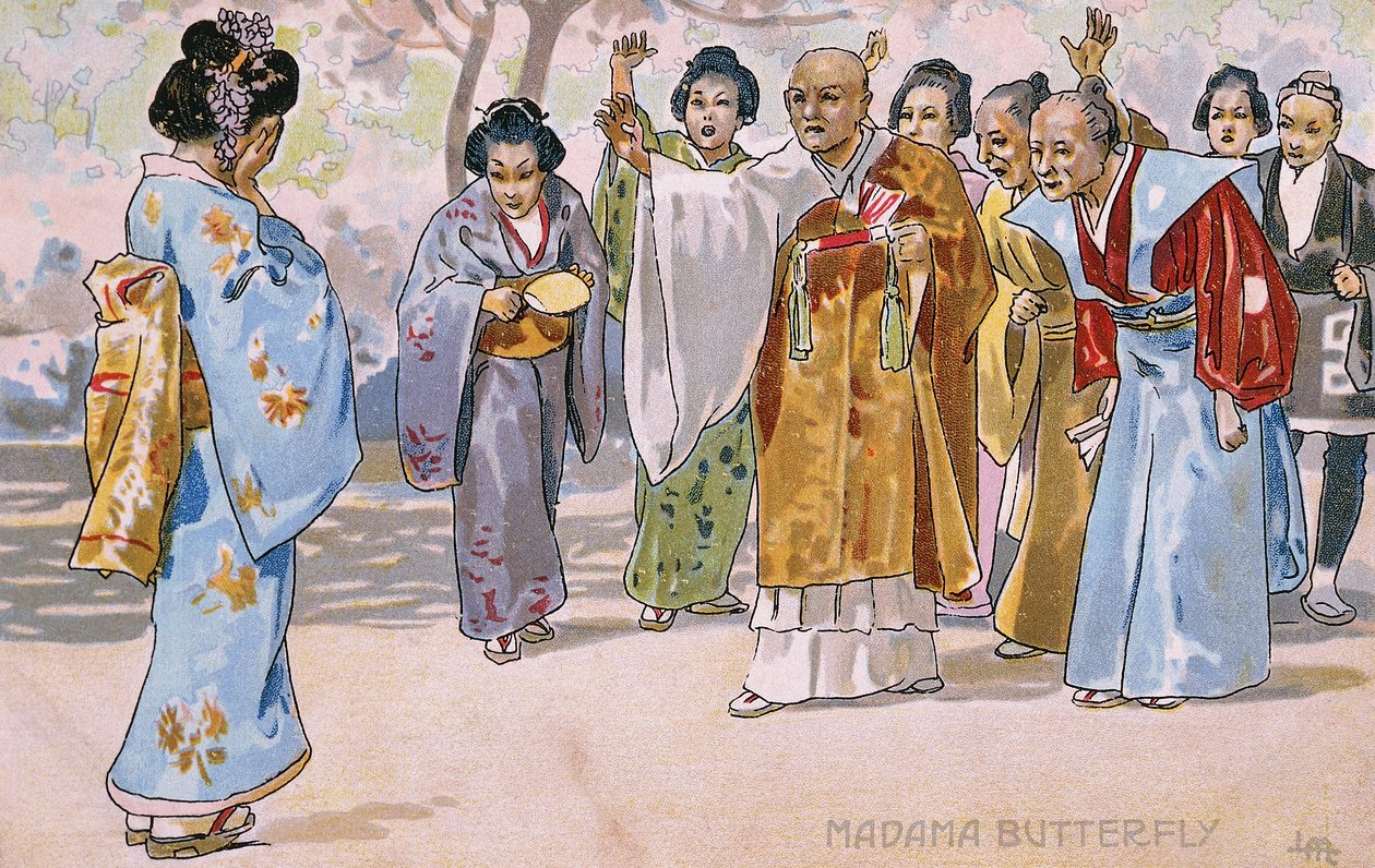 Postkort skabt til premieren på "Madame Butterfly", i Brescia af Leopoldo Metlicovitz