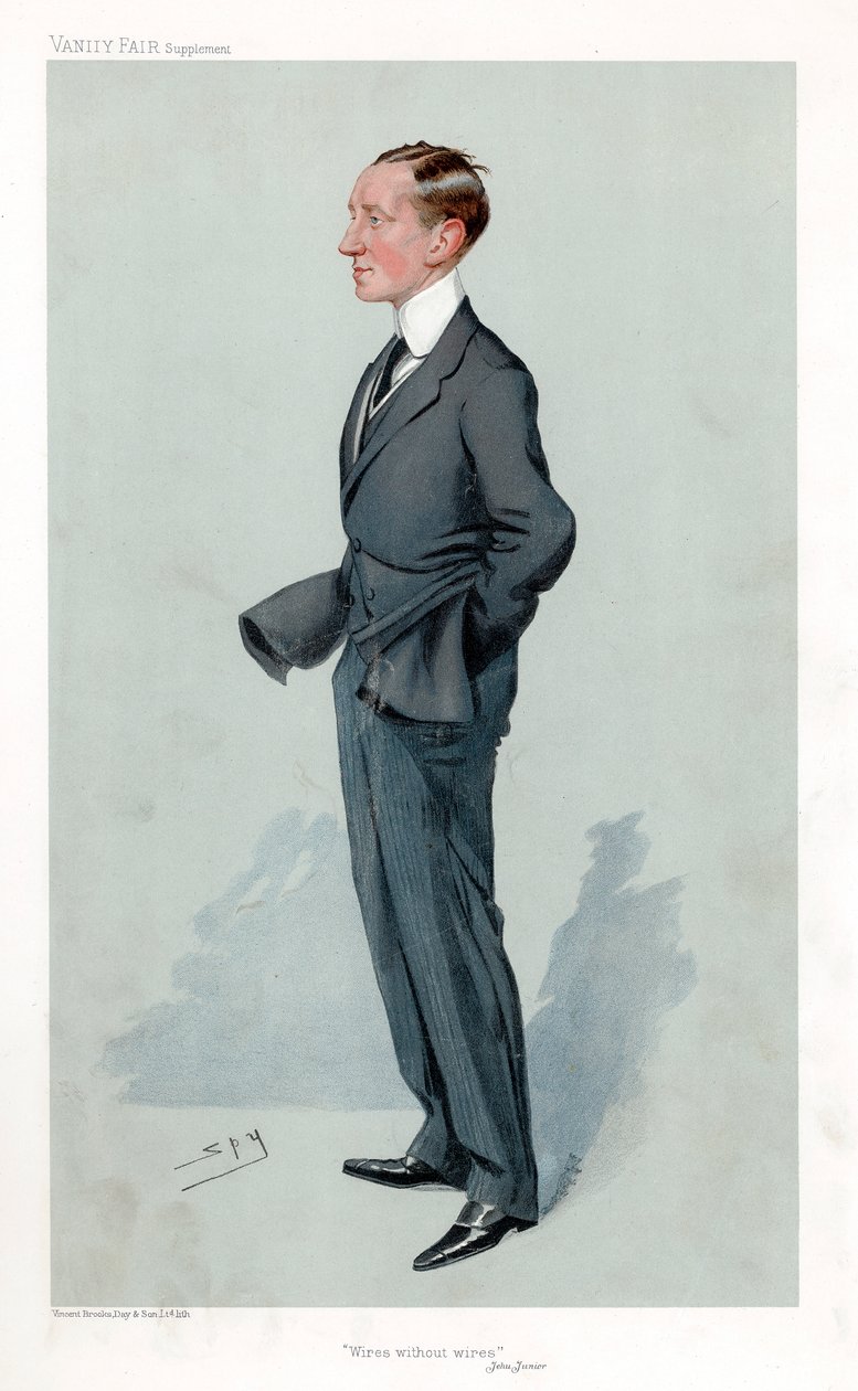 Guglielmo Marconi, italiensk fysiker og opfinder og pioner inden for trådløs telegrafi af Leslie Matthew Ward