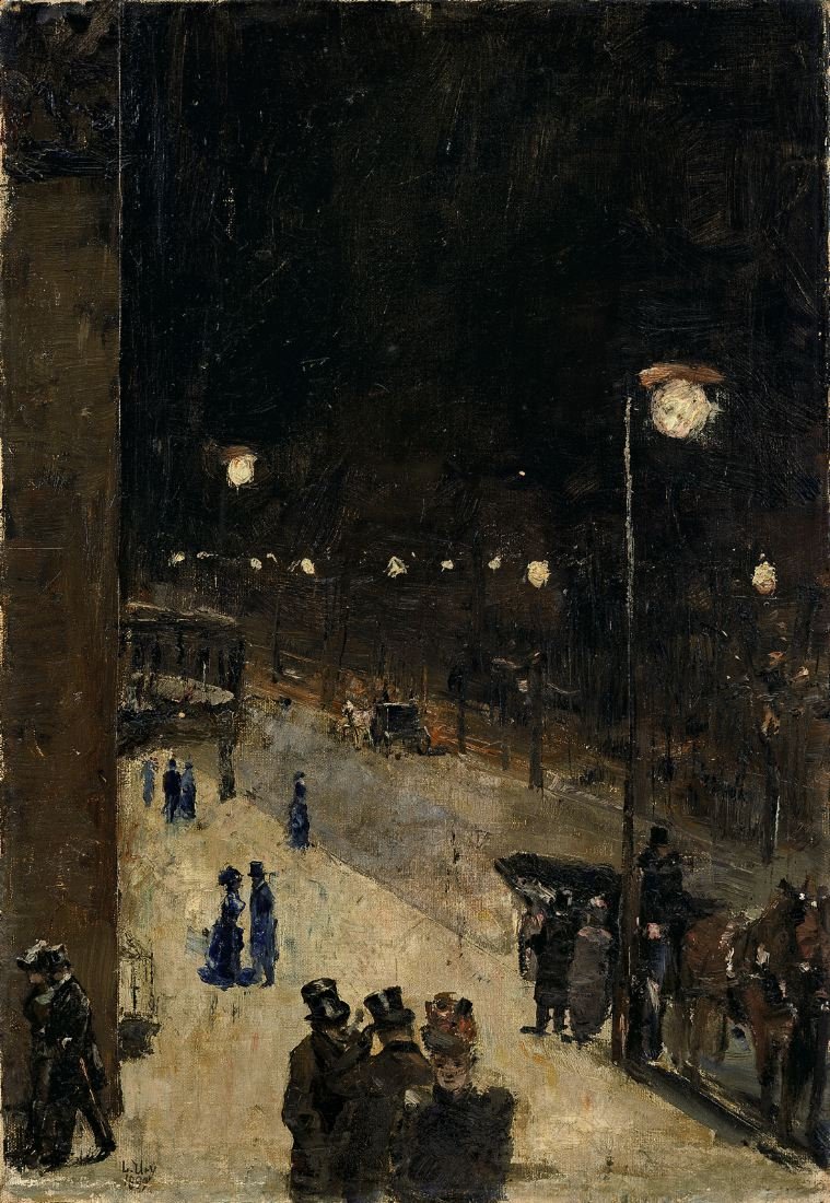 Berliner Strasse om natten af Lesser Ury