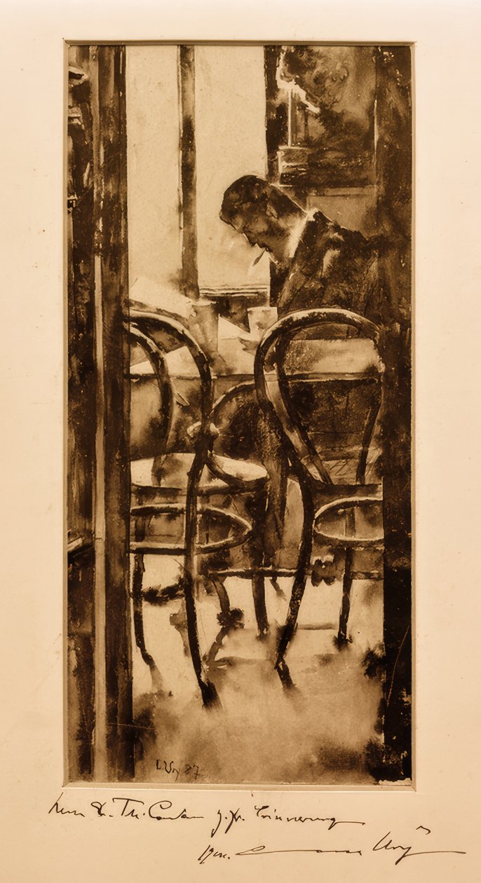 Café Gelber i Hamborg (avislæser i caféen) af Lesser Ury