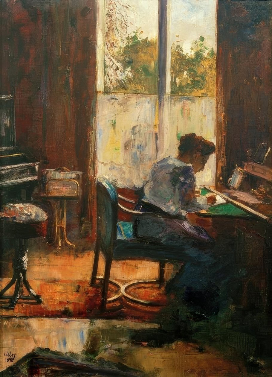 Kvinde ved sit skrivebord af Lesser Ury