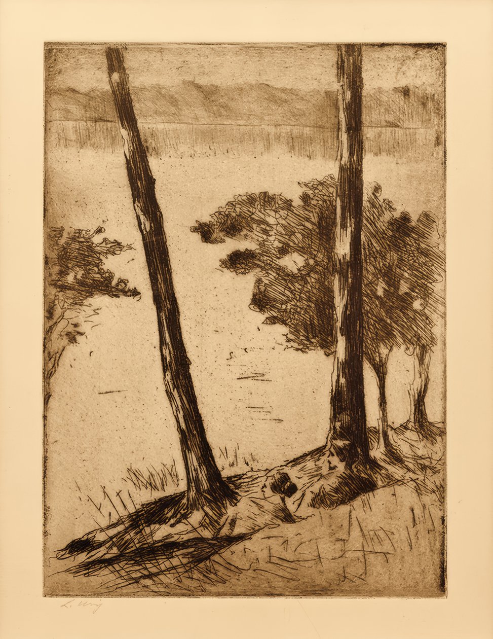 Siddende par på Havel af Lesser Ury