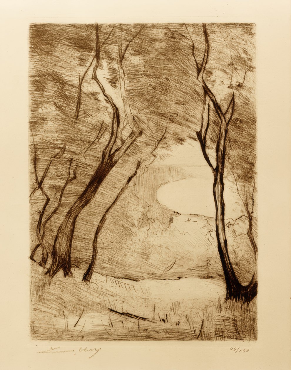 Træer på bredden af ​​Grunewaldsee af Lesser Ury