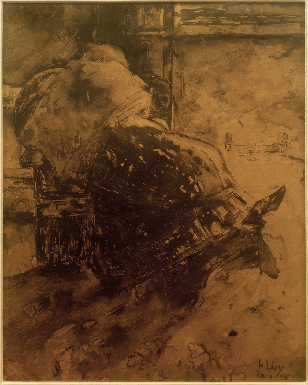 Kvinde ved pejsen af Lesser Ury
