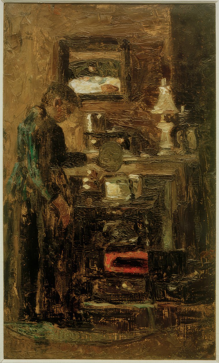 Kvinde ved køkkenkomfuret af Lesser Ury