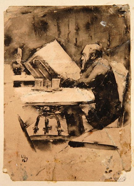 Mand i cafe af Lesser Ury