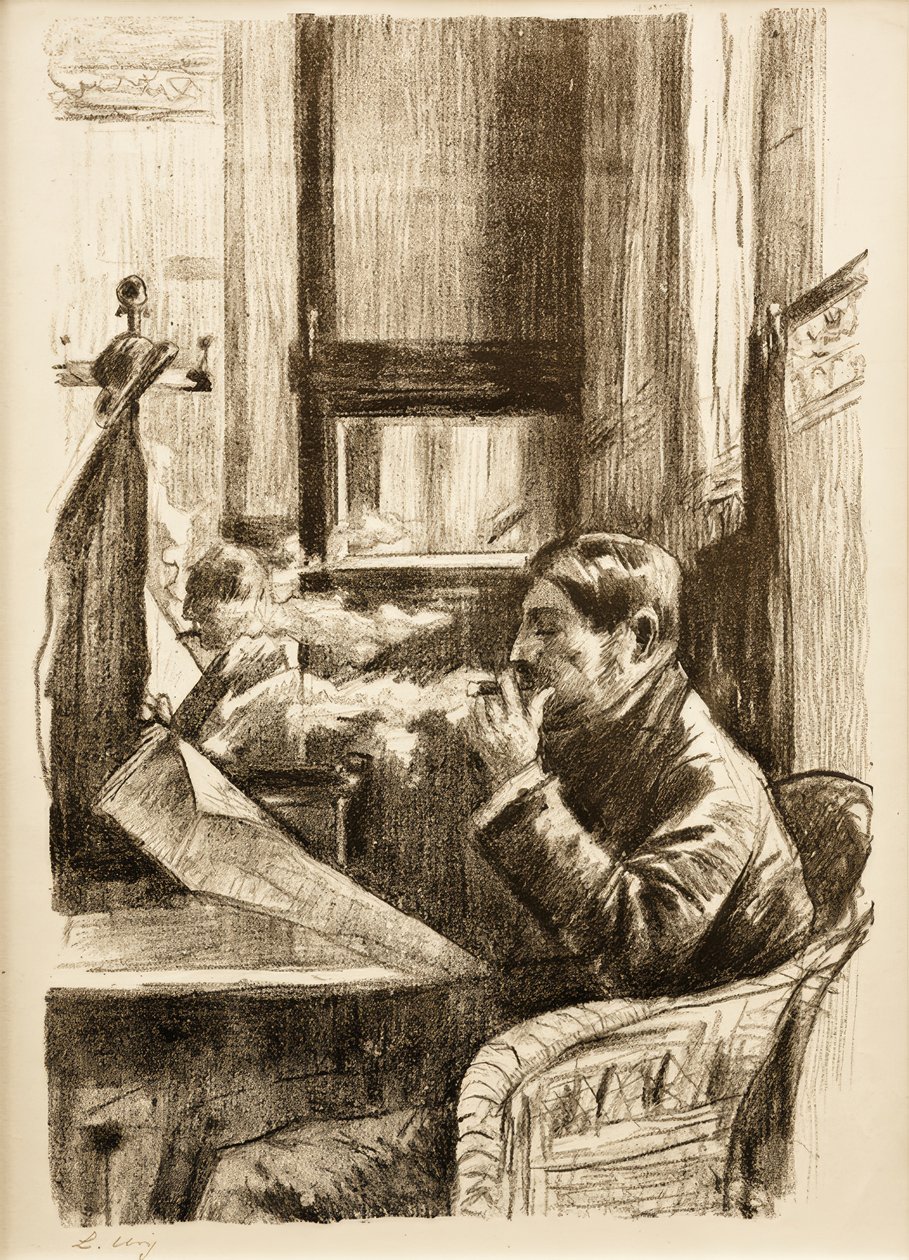 Rygende herre i Café I. af Lesser Ury
