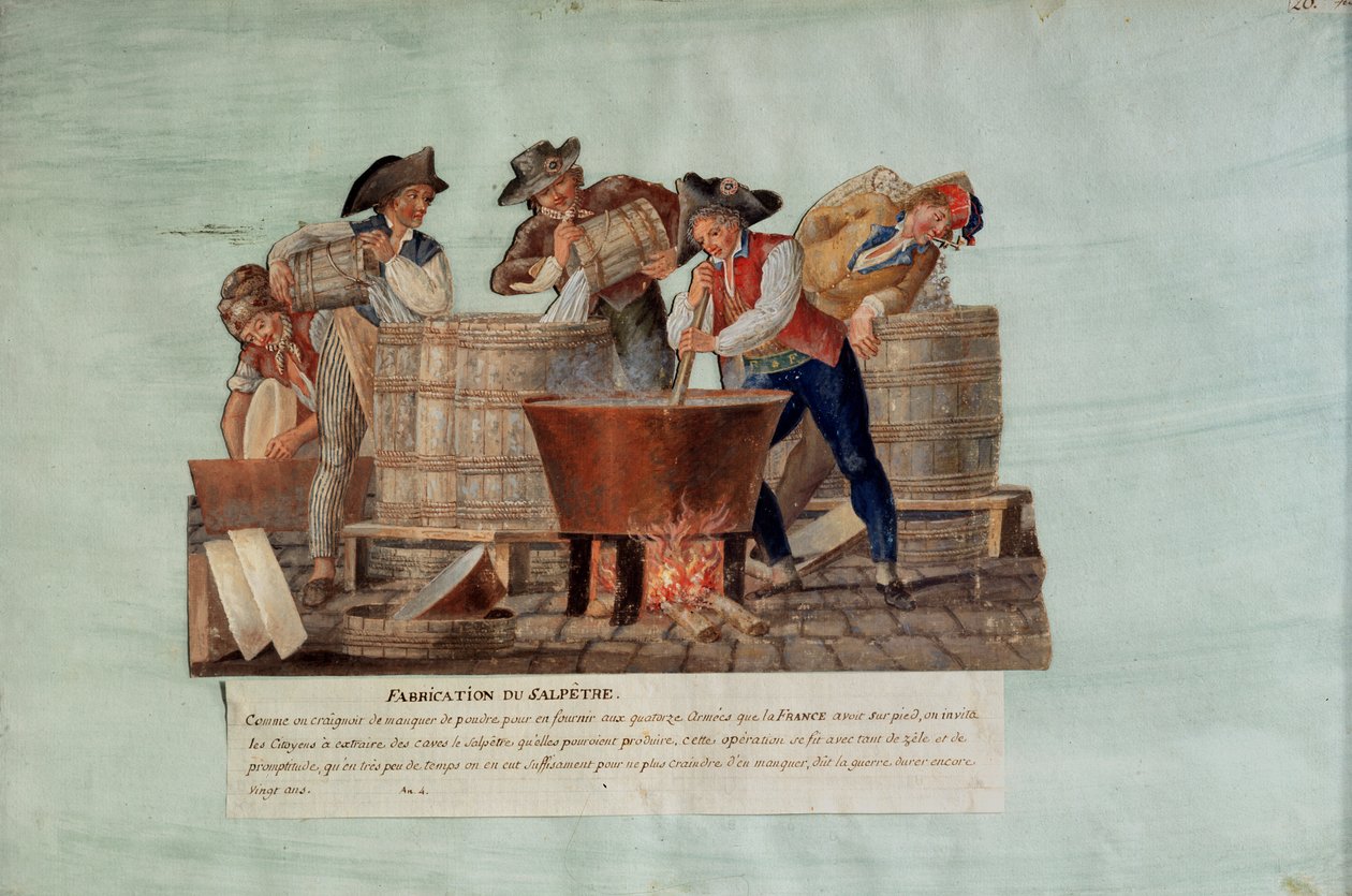Fremstilling af salpeter (gouache på kort) af Lesueur Brothers