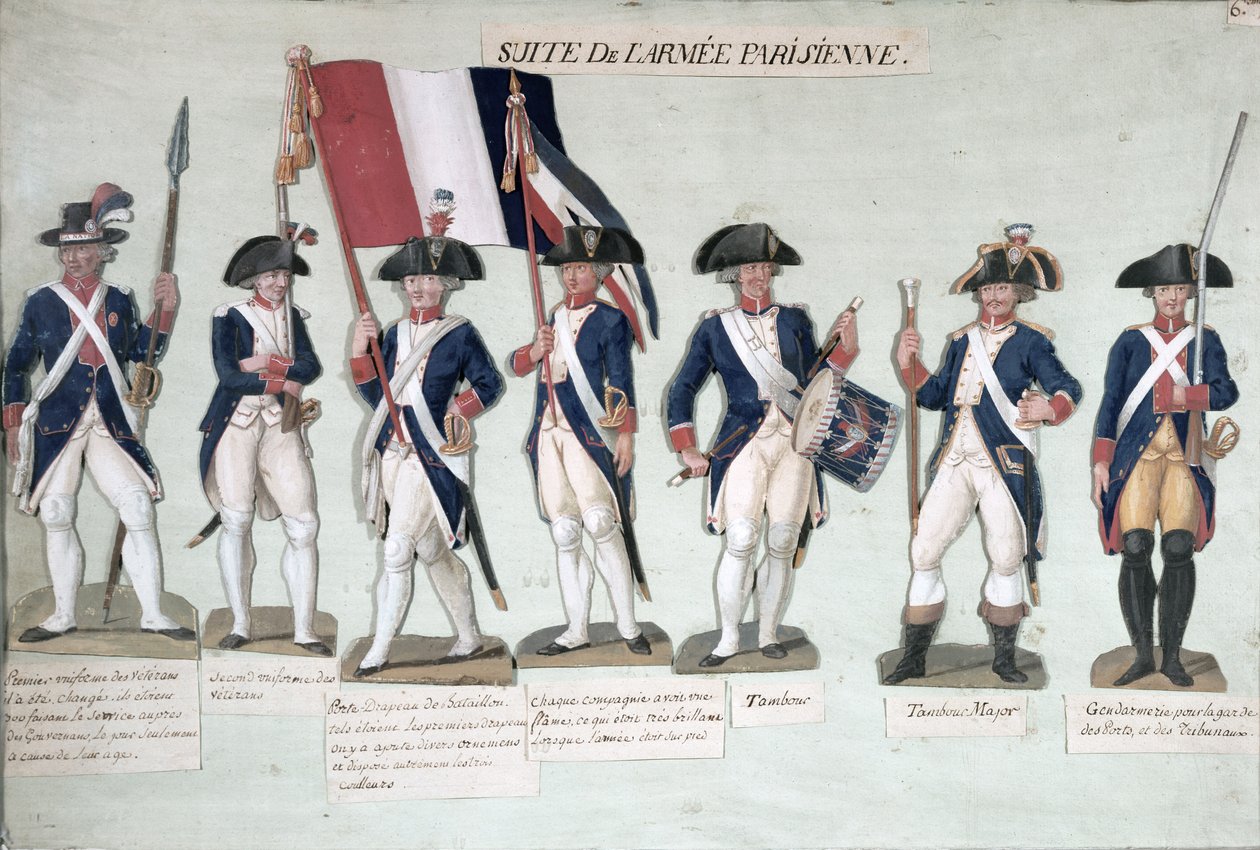 Den parisiske hær under den franske revolution ca. 1789 af Lesueur Brothers
