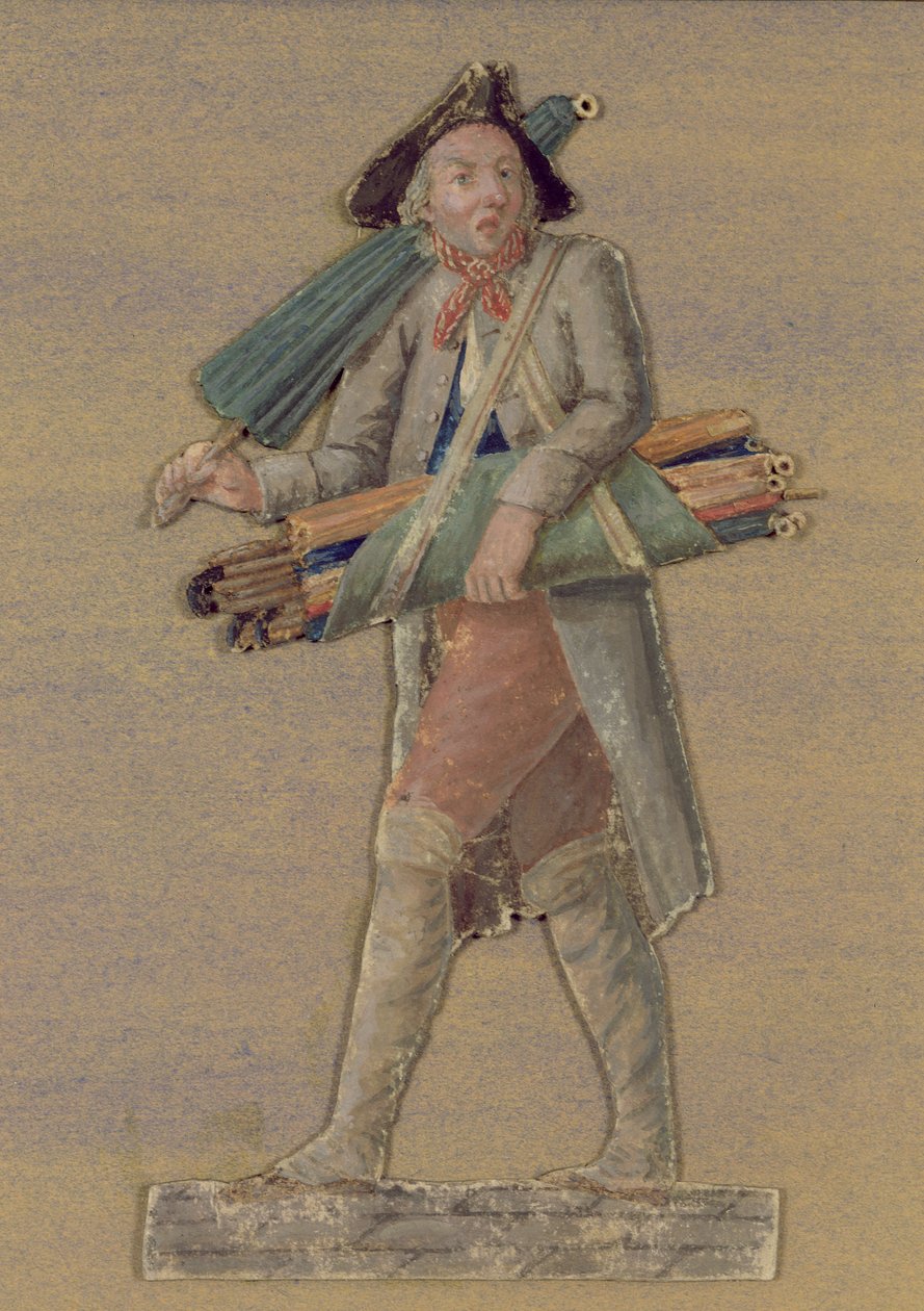 Paraply-sælgeren (gouache på kortet) af Lesueur Brothers