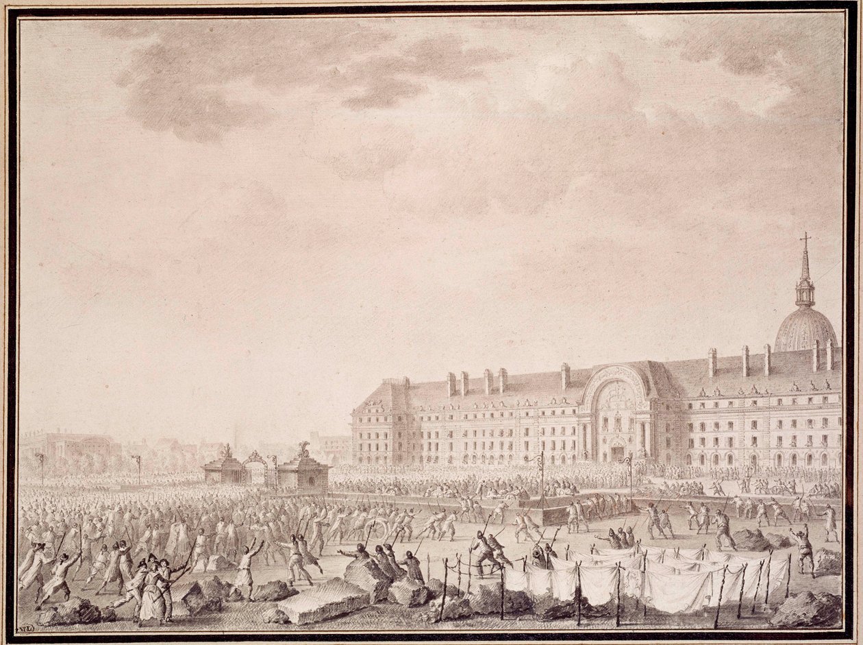 Fransk revolution: greb til våben ved Invalides den 14/07/1789. Litografi af brødrene Lesueur (1700-tallet) af Lesueur Brothers
